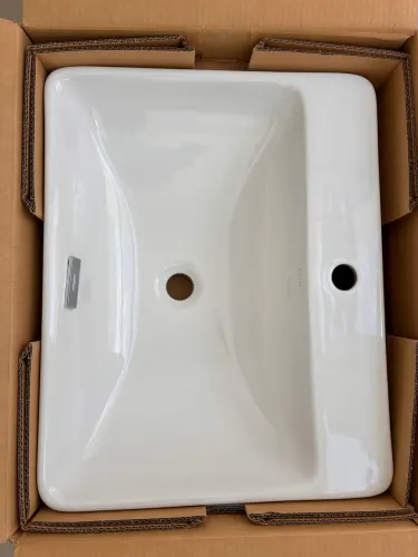 Cuba de apoio retangular marca kohler branca brilhante