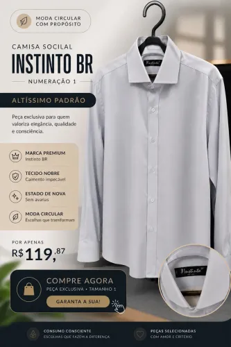 Camisa social Instinto BR - abotoadura - tamanho 1 