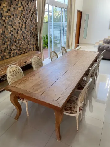 Conjunto de Jantar Clássico Gigante - Mesa 3,6m (Luis XV) + 8 Cadeiras Medalhão