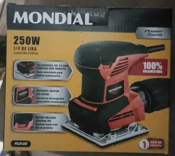 Lixadeira elétrica MONDIAL Orbital De 1/4 de Lixa, Vermelho, 250W, 110V - FLO-02