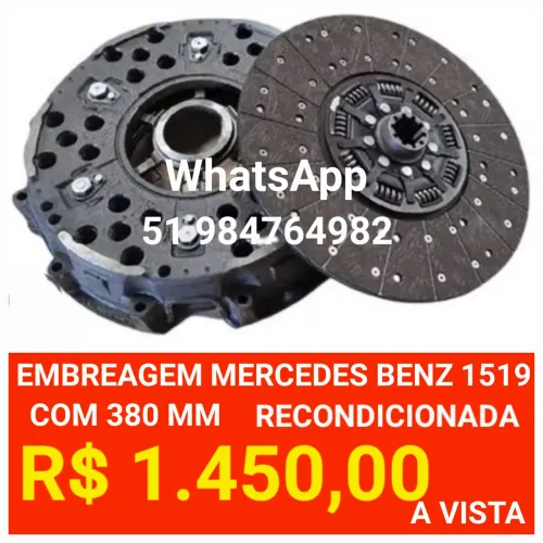 EMBREAGEM  KIT PLATO E DISCO DO CAMINHÃO MERCEDES BENZ 1519 / 1517 / UP  380 MM  