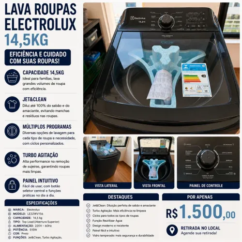 Lava e Seca ELECTROLUX 14,5 kg Jet&Clean - 220V