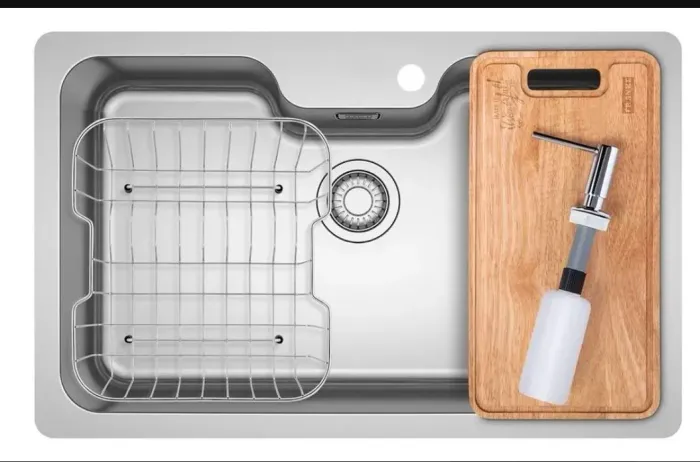 Cuba de sobrepor cozinha bell franke 74,5x44,5cm em inox 304 fosco com acessórios na caixa