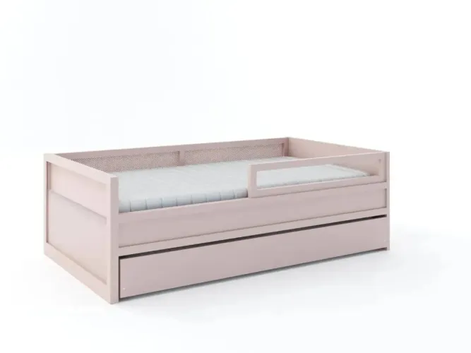 Cama Infantil Papaya Cia do Móvel Rosa Old + Cama Auxiliar