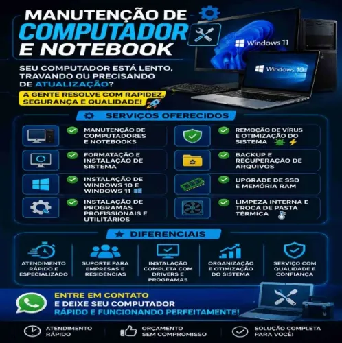 Manutenção de computador, Instalação de programas, Instalação windows 10/11 