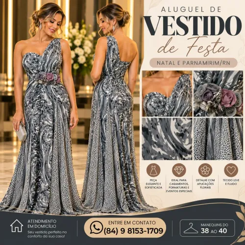 Vestido longo festa - Um ombro só
