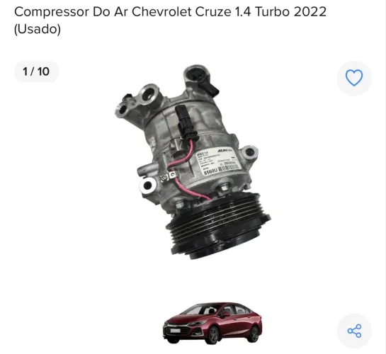 COMPRESSOR AR CONDICIONADO CHEVROLET CRUZE 2022
