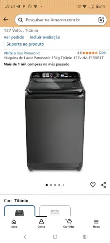 Máquina de lavar Panasonic 15kg nova