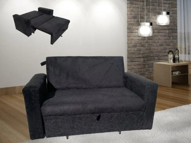 Sofá Cama Casal Preto Até 12x - Frete Grátis