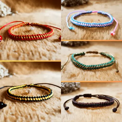 Pulseira de fio de seda duas cores