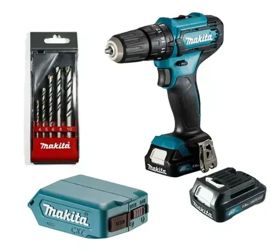 COMBO MAKITA PARAFUSADEIRA C/IMPACTO+ADAPTADOR USB+2BAT 12V 1.5AH+BROCAS-Makita