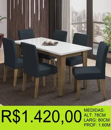 Mesa para cozinha com cadeiras - a pronta entrega