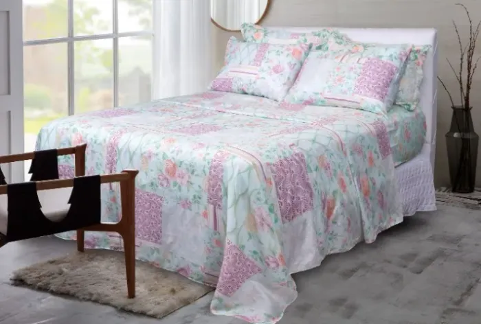 Jogo de Cama Casal Queen Size 4 Peças em Microfibra Modelo Lina