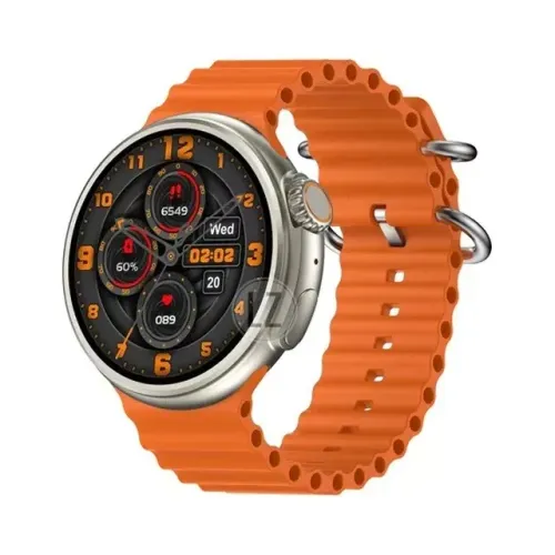 Smartwatch Microwear Ultra 9 Pro Redondo Pulseira Laranja - WZetta