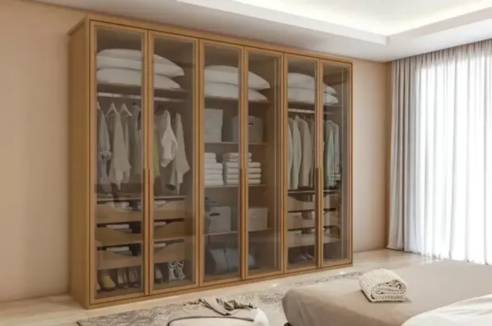 GUARDA ROUPA CLOSET PORTAS VIDRO LED EMBUTIDA
