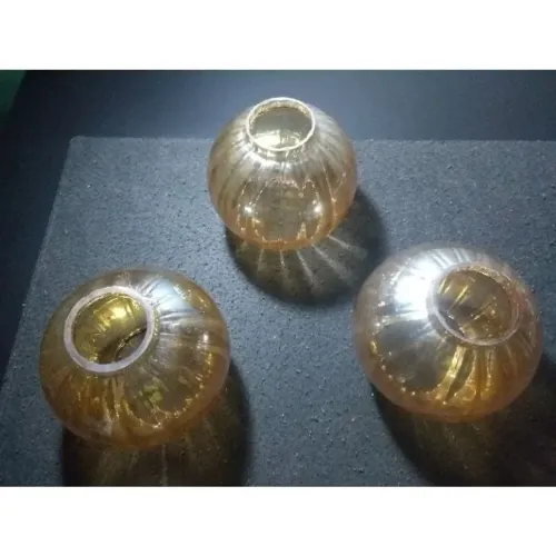 3x Cúpulas de Vidro Âmbar Decorativas | Elegância | Raro | Cristal | Vintage