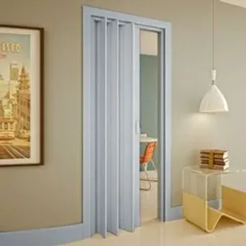 Porta Pvc Sanfonada 70cm Branca, Bege e cinza