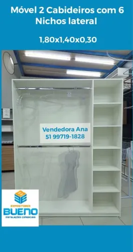 Móvel 2 Cabideiros com 6 Nichos Lateral