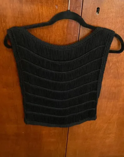 Blusa de Crochê Preta Cris Barros 