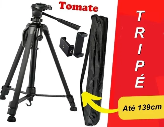 Tripe para camera e celulares, suporta até 3kg