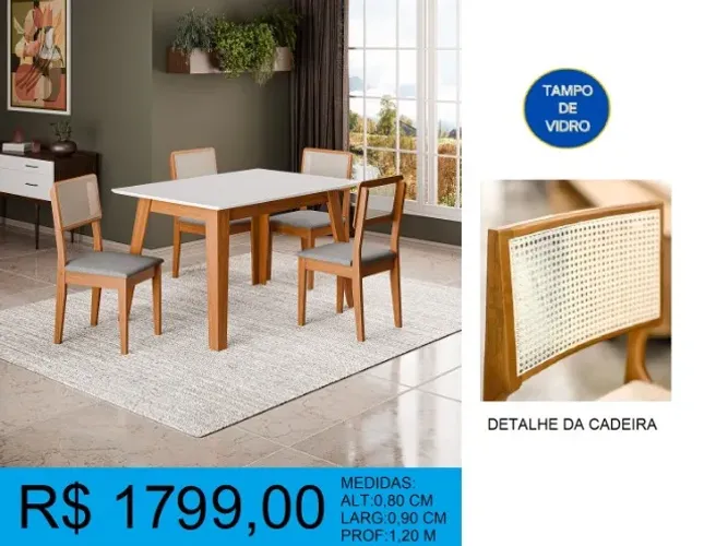 Mesa com 4 cadeiras novidade  - compre hoje e receba amanhã