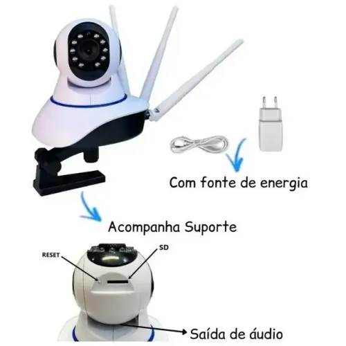 Câmera de Segurança IP com App Yoosee Visão Noturna Microfone