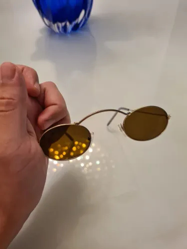 Óculos estilo Futurista/Matrix Vintage com lentes laranja/ambar