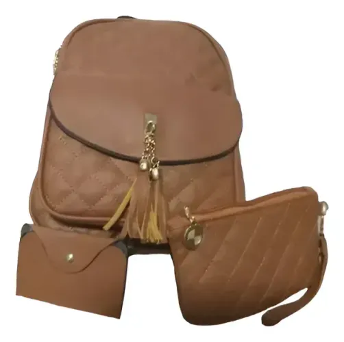 Mochila Feminina Couro Pu Pequena + Nécessaire 