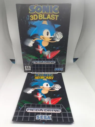 Caixa Genérica do Jogo Sonic 3D Blast para Mega Drive - Inclui Berço e Mini Manual Poster