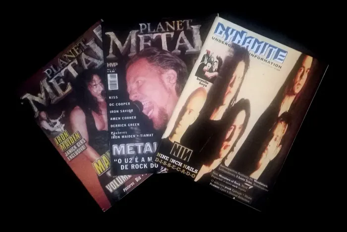Lote 3 Revistas Planet Metal + Dinamite anos 90 n.5, 9 e 16 colecionador