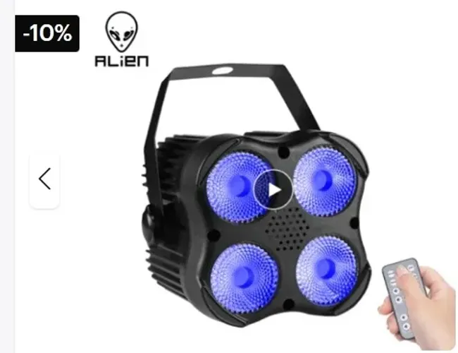 Canhão de Led Alien Rgb 4 em1 4x8w 7 Canais com Controle Remoto