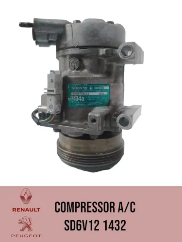 Compressor Do Ar Peugeot 206 207 Clio 1.0 16v Sd6v12 2005