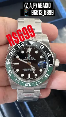 Relógio ROLEX AUTOMÁTICO _ MODELO GMT MASTER II SPRIT PULSEIRA OYSTER