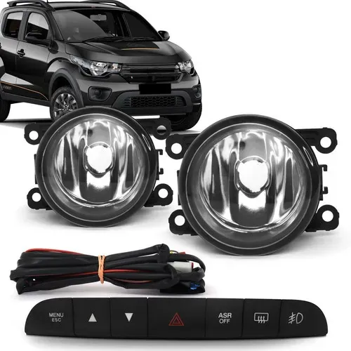 Kit Farol De Milha Fiat Mobi 2022 E 2023 Com Botão Original
