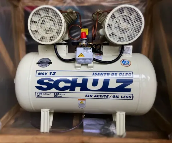 Compressor isento de oleo odontologico MSV 12 100L Schulz - Entrega Gratis
