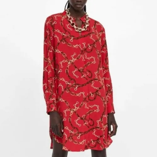 Vestido Zara vermelho estampado