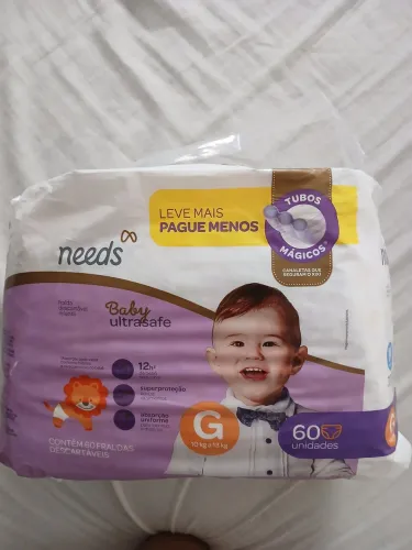 Fralda Needs Baby Ultrasafe G 60 unidades