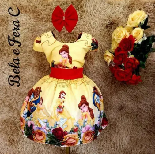 Vestido Infantil - A Bela e a Fera promoção