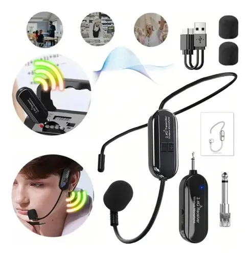 Microfone Sem Fio Headset Aula Conferencia Professor Show Conferencia Aula