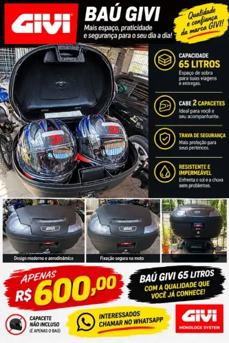 BAÚ GIVI 65 LITROS À VENDA!