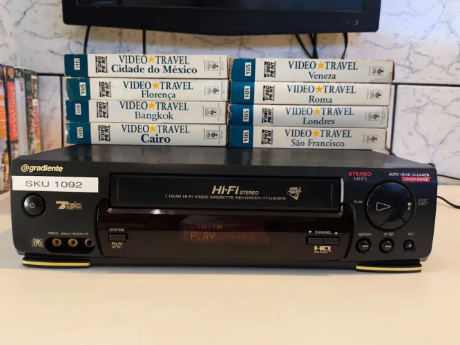 Vídeo cassette Gradiente HT-GSV870 + 8 FITAS DE BRINDE - VÍDEO TRAVEL 
