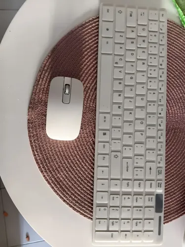 Teclado e Mouse sem fio branco