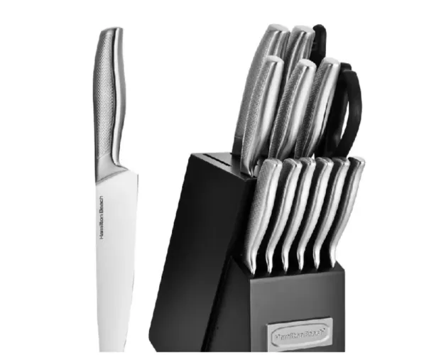 Jogo de Facas Conjunto Inox Com Suporte 15 Peças Hamilton Beach CutPro