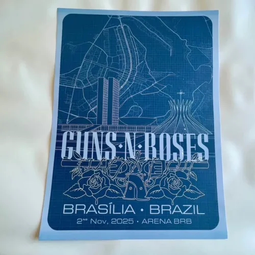 Guns N' Roses Litografia Brasília 2025 60x45cm Envio ou Retira em Curitiba