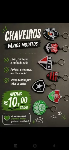 Chaveiros de times ( a partir de 10 unidades = R$ 8 reais cada) 