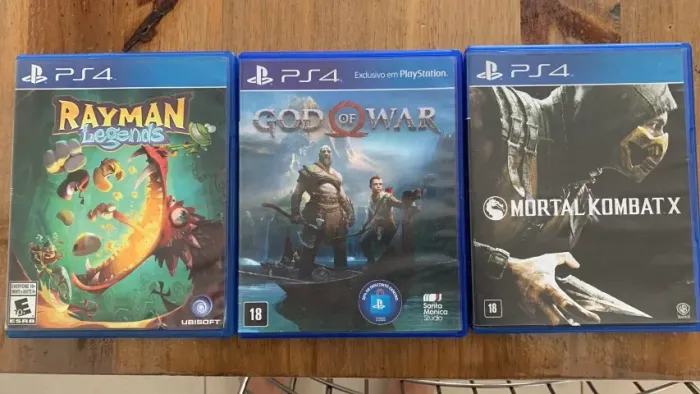 3 Jogos PS4 por R$150 (God of War, Mortal Kombat X, Rayman)