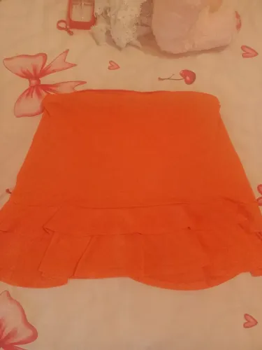 Saia Laranja com Babado Marisa Atitude Tamanho P/ M