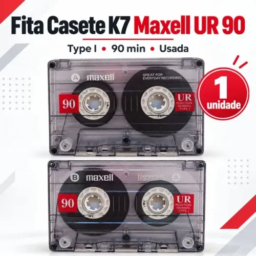Fita Cassete K7 Maxell UR 90 Type I Regravável Usada