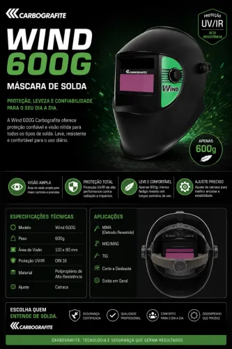 Máscara de Solda Wind 600G Carbografite