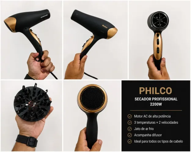 Secador Philco PH3700 GOLD 6 COMBINAÇÕES
